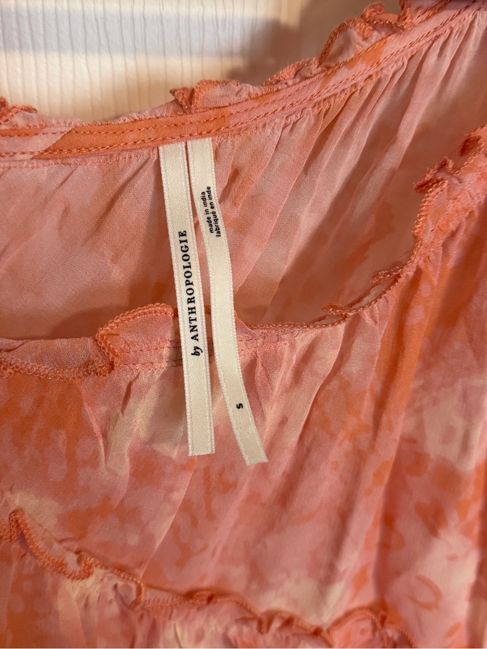 Anthropologie Pink Hanky Sheer Boho Tiered Asymmetrical Dress Size Small - Picture 6 of 8